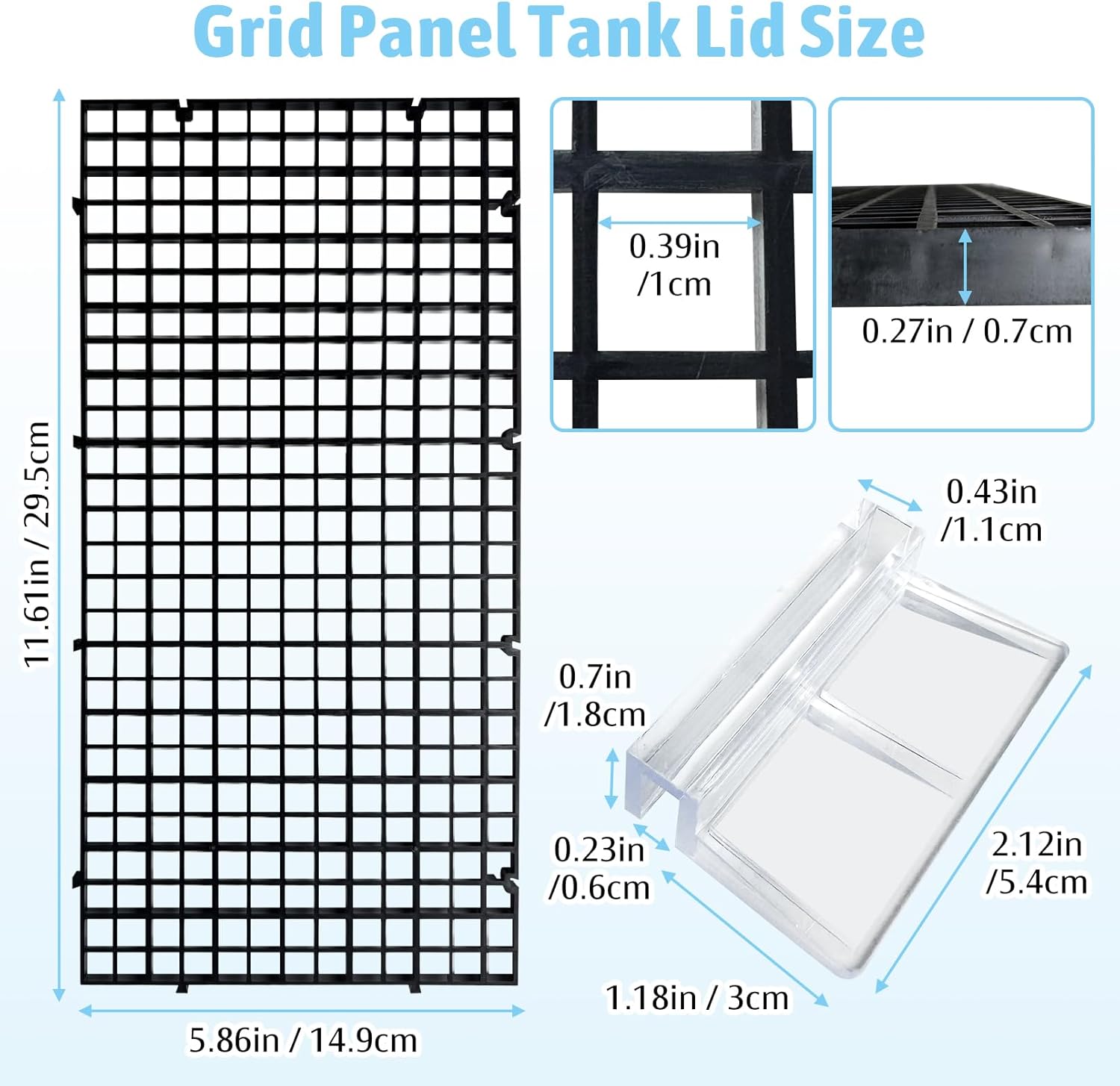 Hamiledyi Plastic Aquarium Divider with Clips Grid Panel Aquarium Lid Hood Fish Tank Divider Filter Bottom Isolation Pane Separator for Mixed Breeding(8 PCS,Black)