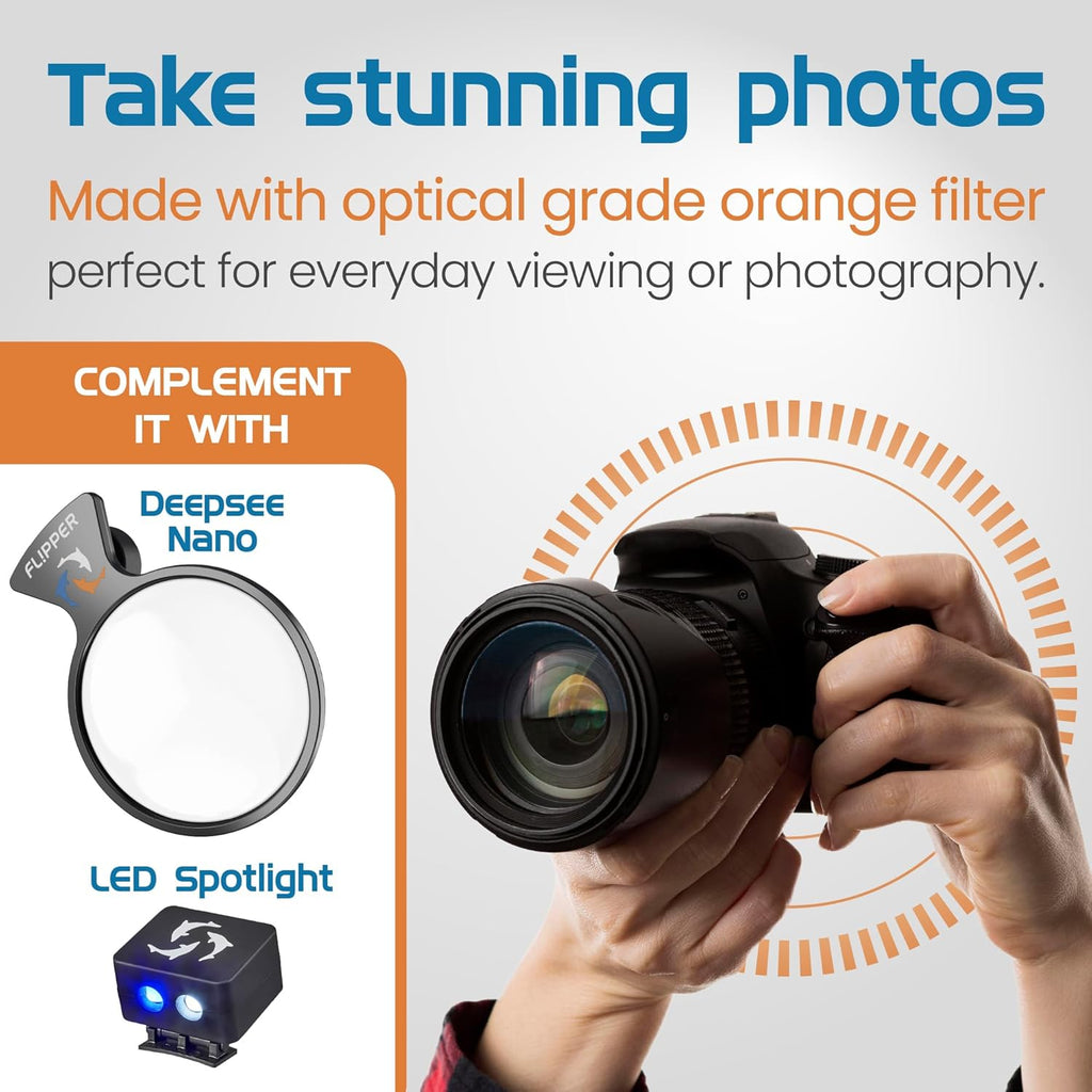 Flipper DeepSee Viewer Orange Filter Attachment for Flipper DeepSee Viewer Nano 3" Magnetic Aquarium Glass Magnifier for Coral Color Correction, Reef Photography and Aquarium Videography