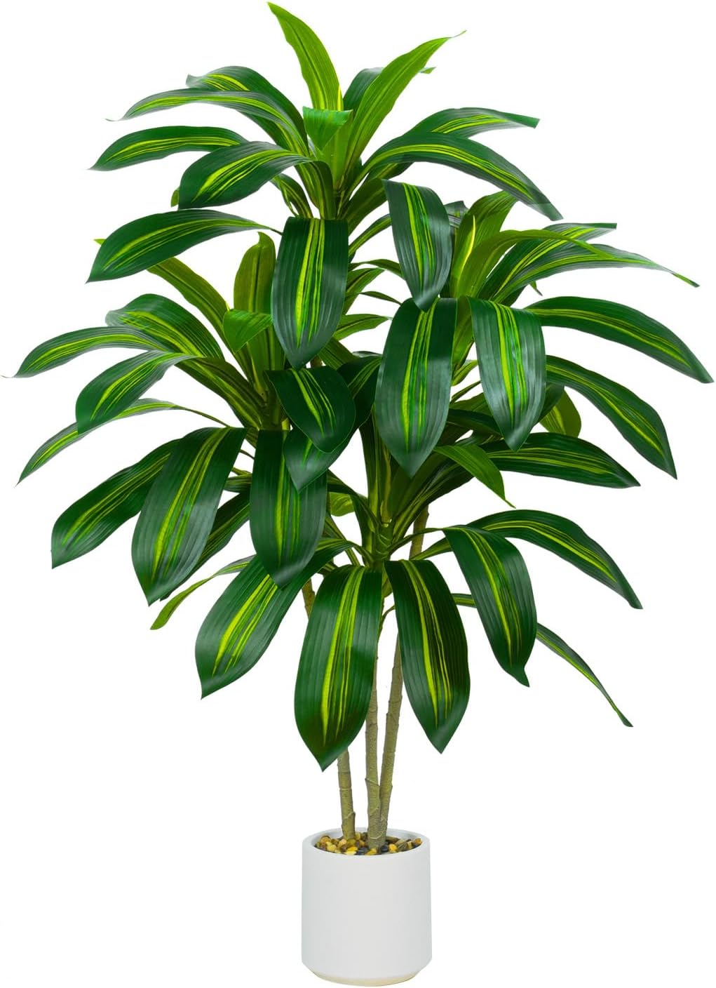 Artificial Dracaena Tree-4FT Fake Plants with White Planter-Artificial Plants Indoor Floor Plant in Pot-Tropical Fake Yucca Potted Tree for Home Office Living Room Decor