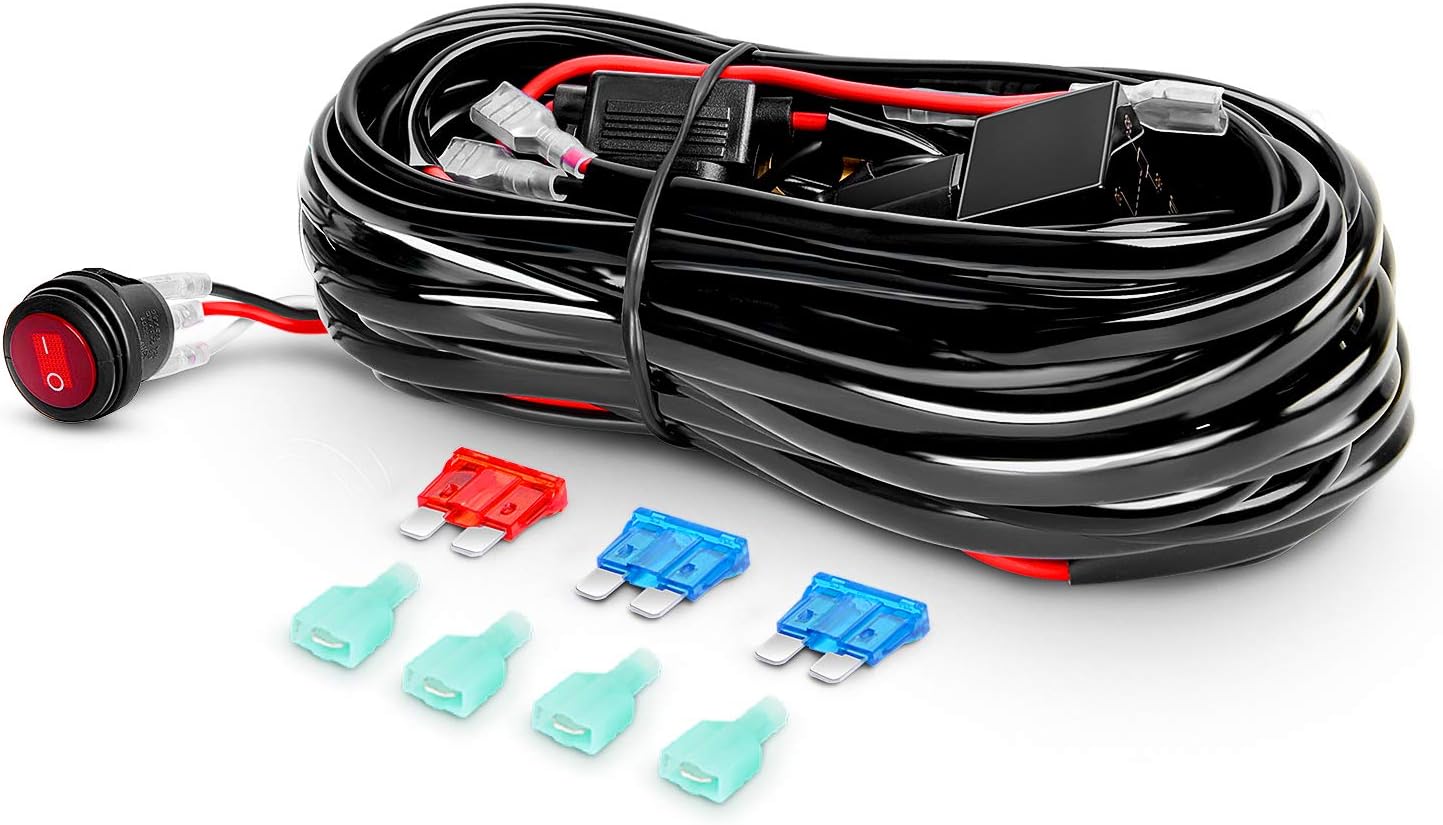 Nilight ZH303 2PCS 6.5 Inch 120W Spot & Flood Combo Driving 16AWG Wiring Harness for Led Work Light Triple Rows Off-Road Truck Car ATV SUV, 2 Years Warranty, White
