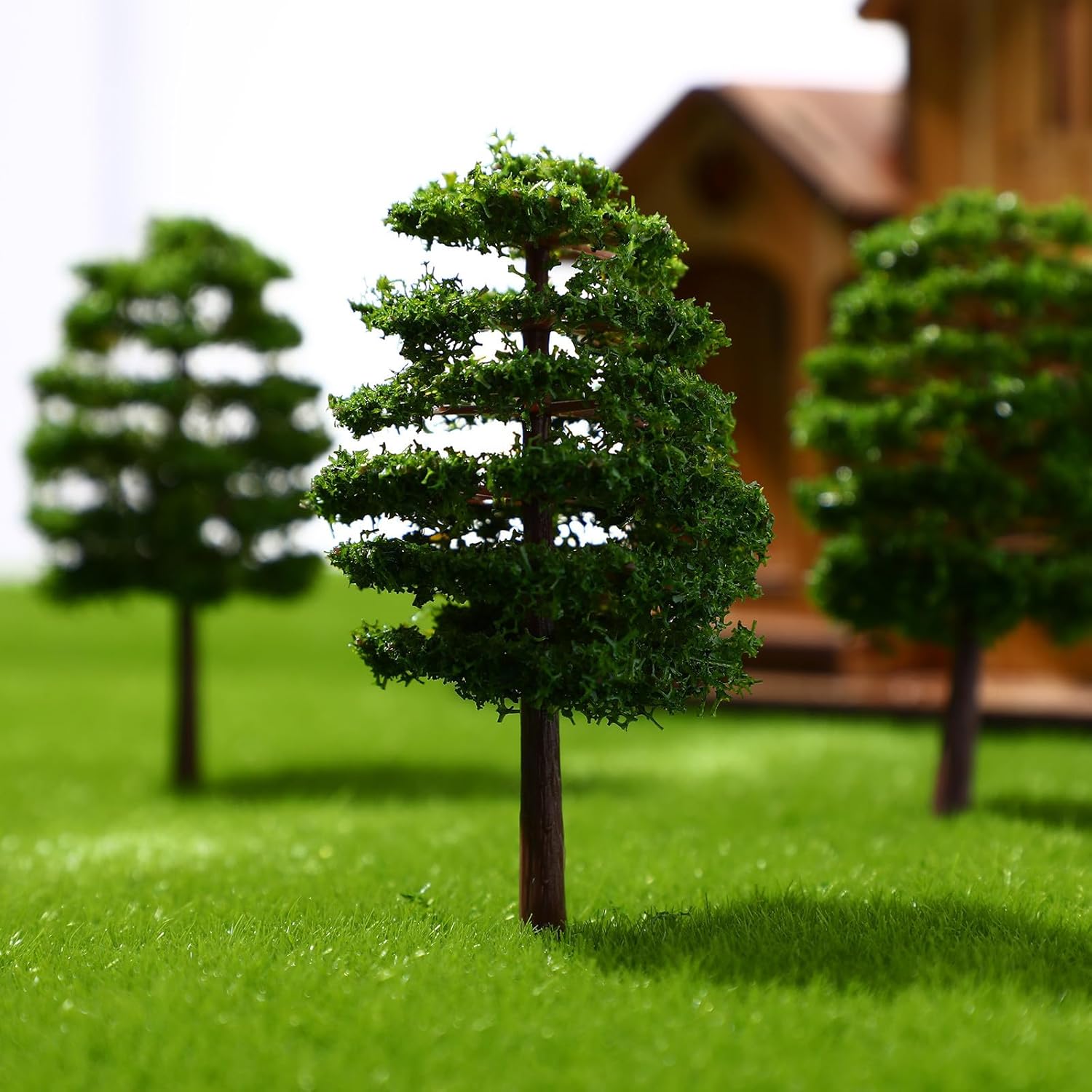 20pcs Mini Model Trees for Crafts, Green Plastic Trees Handmade Scenery Landscape for Architectural DIY Crafts