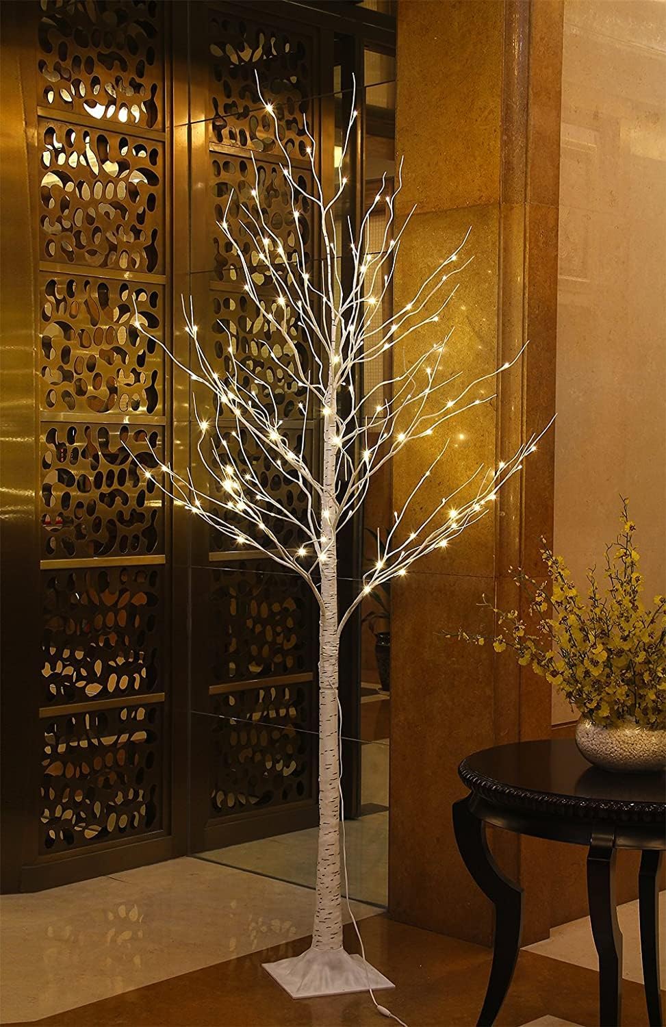 LIGHTSHARE 8 Feet 132L LED Birch Tree Lights, Warm White, for Holiday Party and Christmas Decoration, Indoor and Outdoor Use