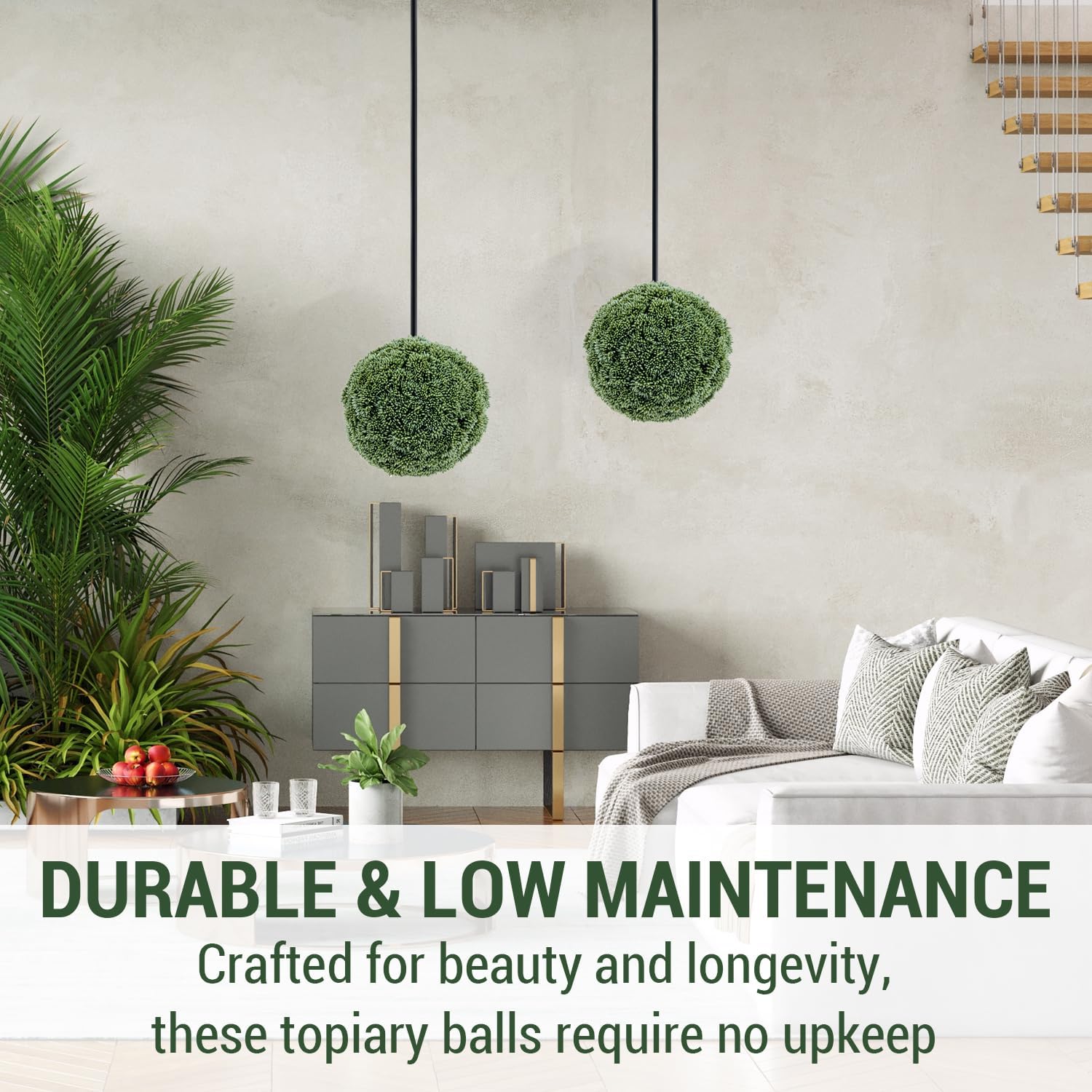 MyGift 6 Inch Faux Topiary Ball, Lifelike Decorative Artificial Boxwood Ball Set of 2
