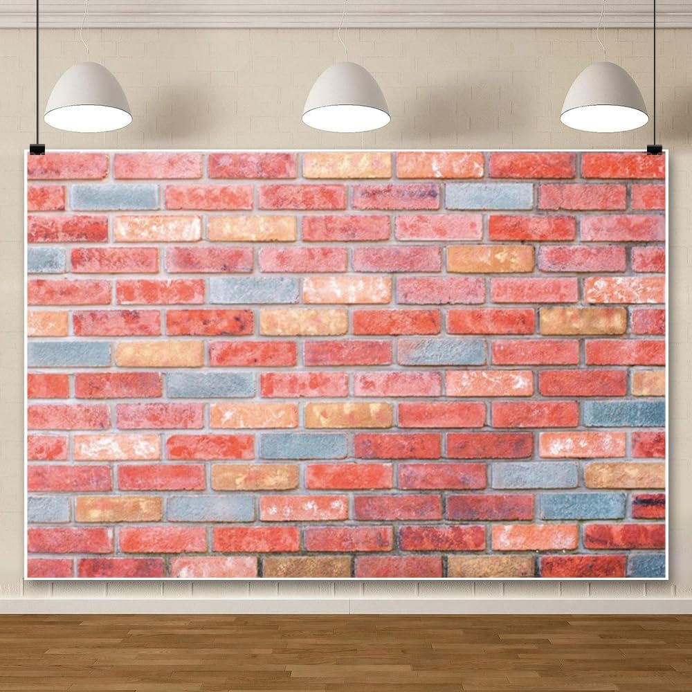 ChloropLastid 5x3ft Brick Wall Backdrop Retro Art Pink Brick Wall Background Rural Style Wall Texture Countryside Photography for Newborn Birthday Baby Shower Party Photo Shooting Studio Props
