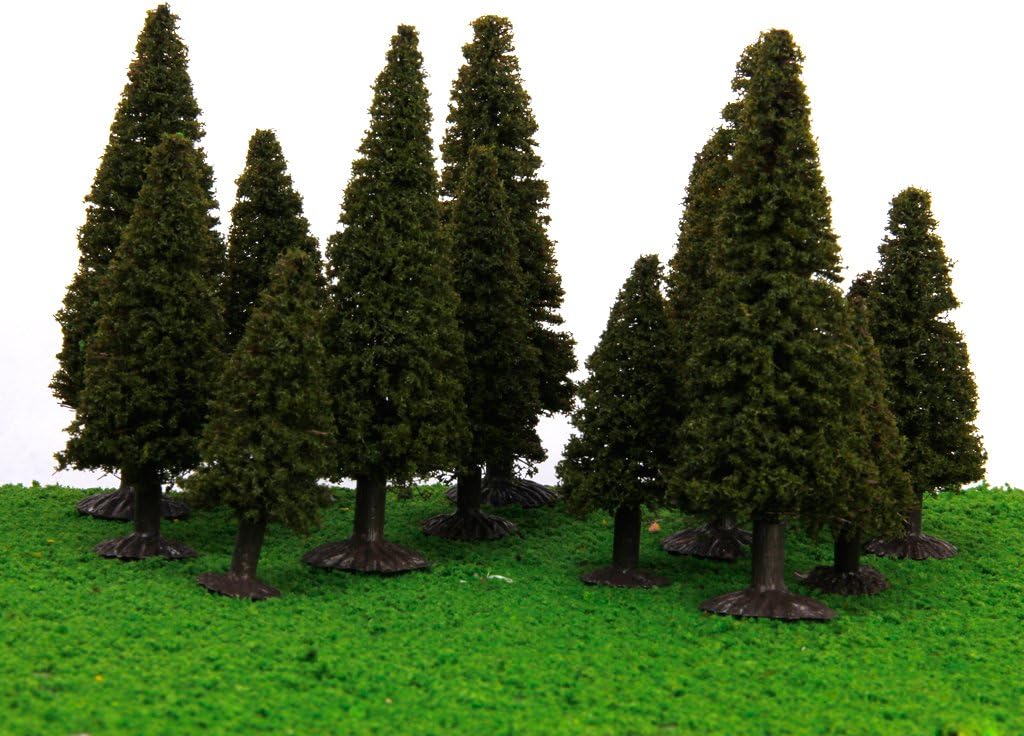 15pcs Green Scenery Landscape Model Cedar Trees with Box