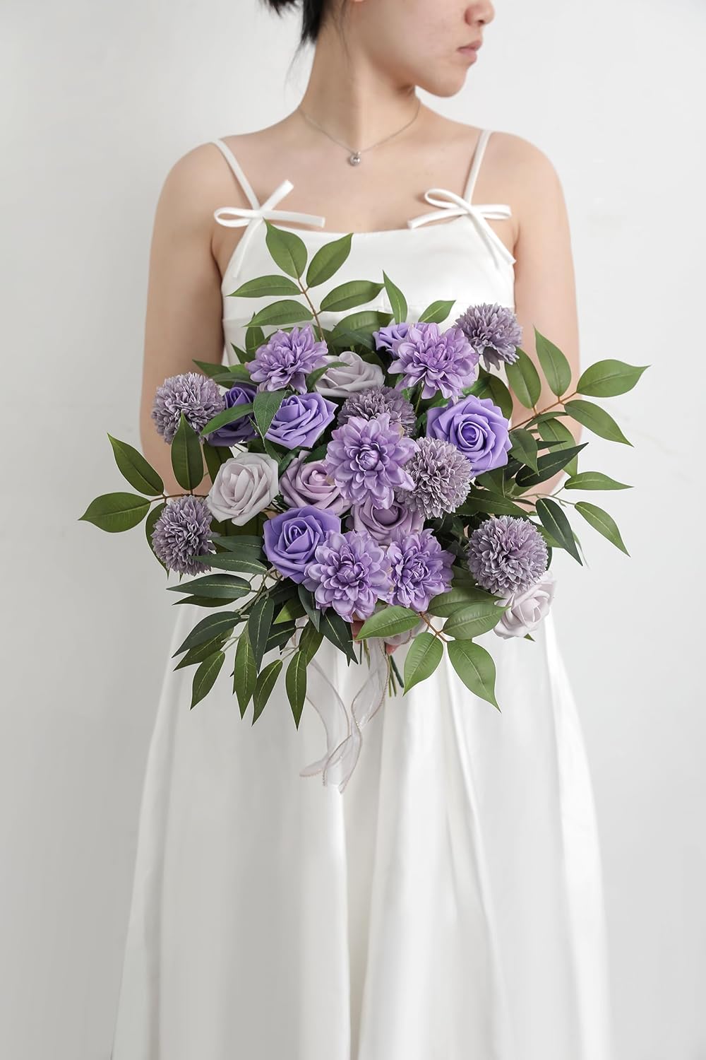 Artificial Flowers Combo Box Set Gradient Color Flower Leaf with Stems for DIY Wedding Bouquets Centerpieces Baby Shower Party Home Decorations (Lavender Purple)