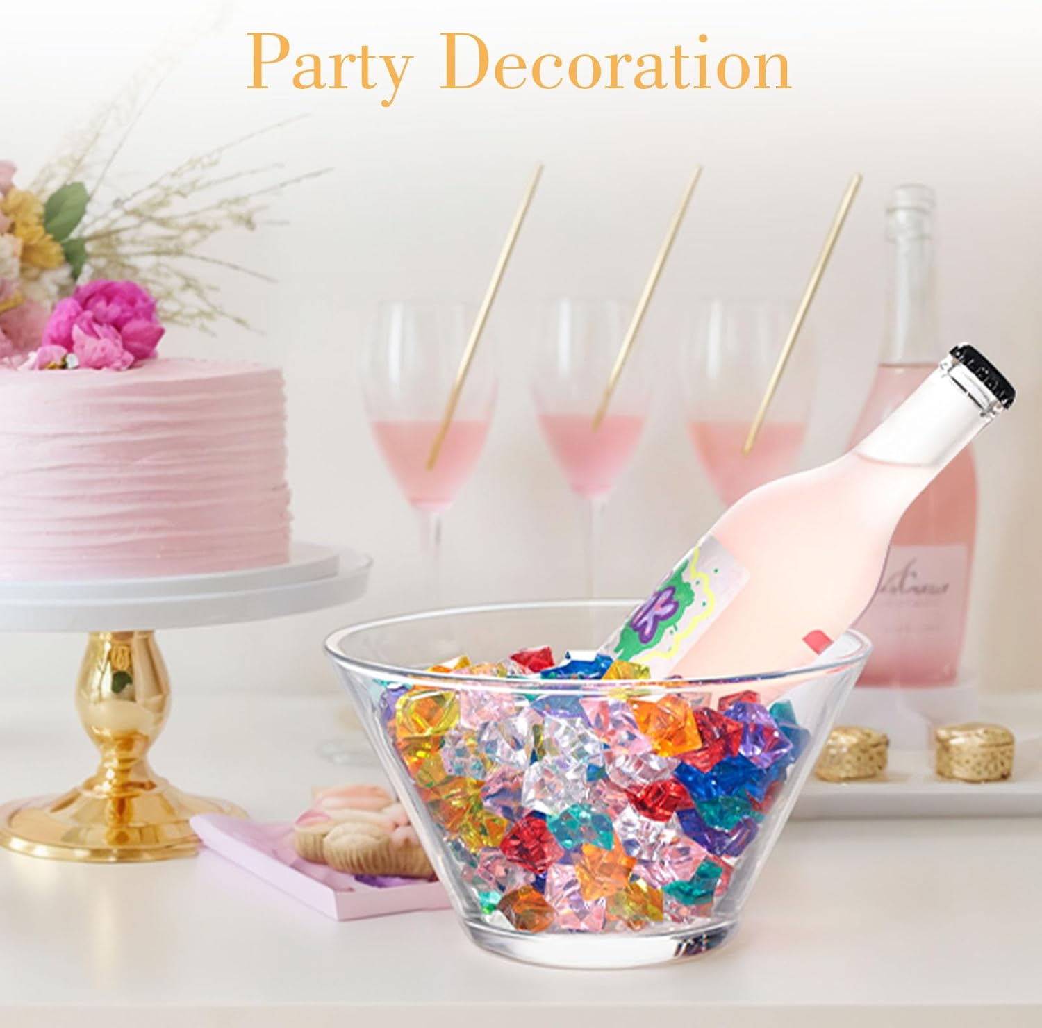 DomeStar 150PCS Multicolored Acrylic Fake Gems, Crushed Ice Rocks Vase Fillers, Table Scatter, Sensory Bin Filler, Photo Props Christmas Decor – Color Assorted