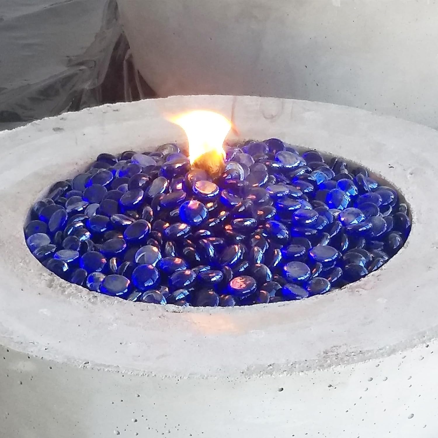 Skyflame 10-Pound Fire Glass Beads for Fire Pit Fireplace, 1/2-Inch Size Royal Cobalt Blue Luster Decorative Blended Fireglass Drops for Landscaping