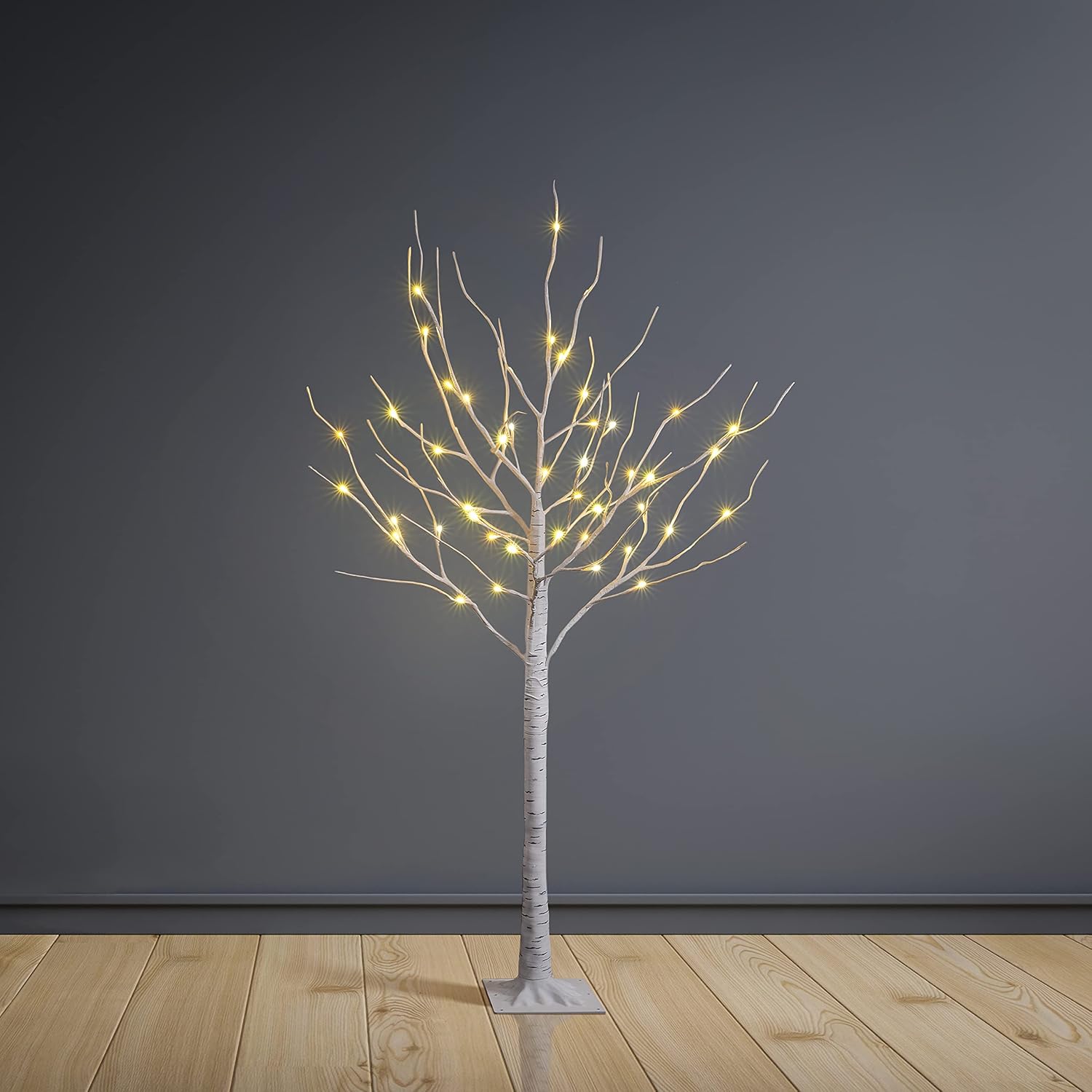 Lighted Birch Tree 4FT 48 LED Artificial Tree for Decoration Inside and Outside, Home Patio Wedding Festival Christmas Decor, Warm White