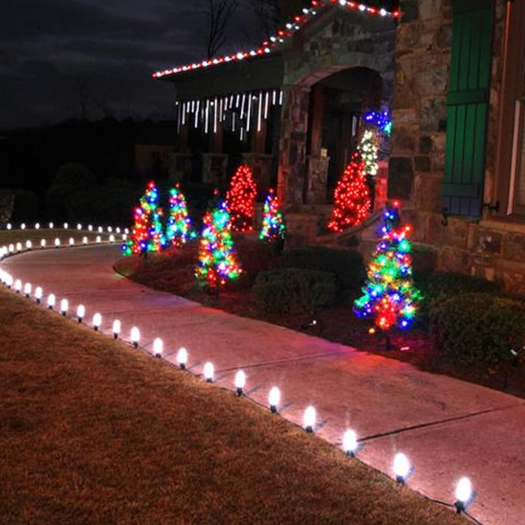 Dazzle Bright White C9 Christmas Lights Outdoor, 50 LED 33ft Waterproof Green Wire String Lights, Indoor Outdoor Fairy Lights for Christmas Tree, Xmas Yard, Party, Wedding House Decorations