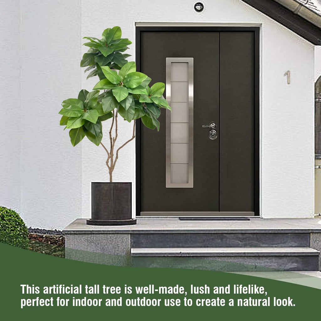 Tall Artificial Plants Indoor Artificial Ficus Macrocarpa Fake Tree for Indoor Decor Tree Fiddle Leaf Fig Tree Artificial Tree Ficus Fake Tall Plant Faux Plants Indoor Tall Faux Plants Outdoor 5Ft