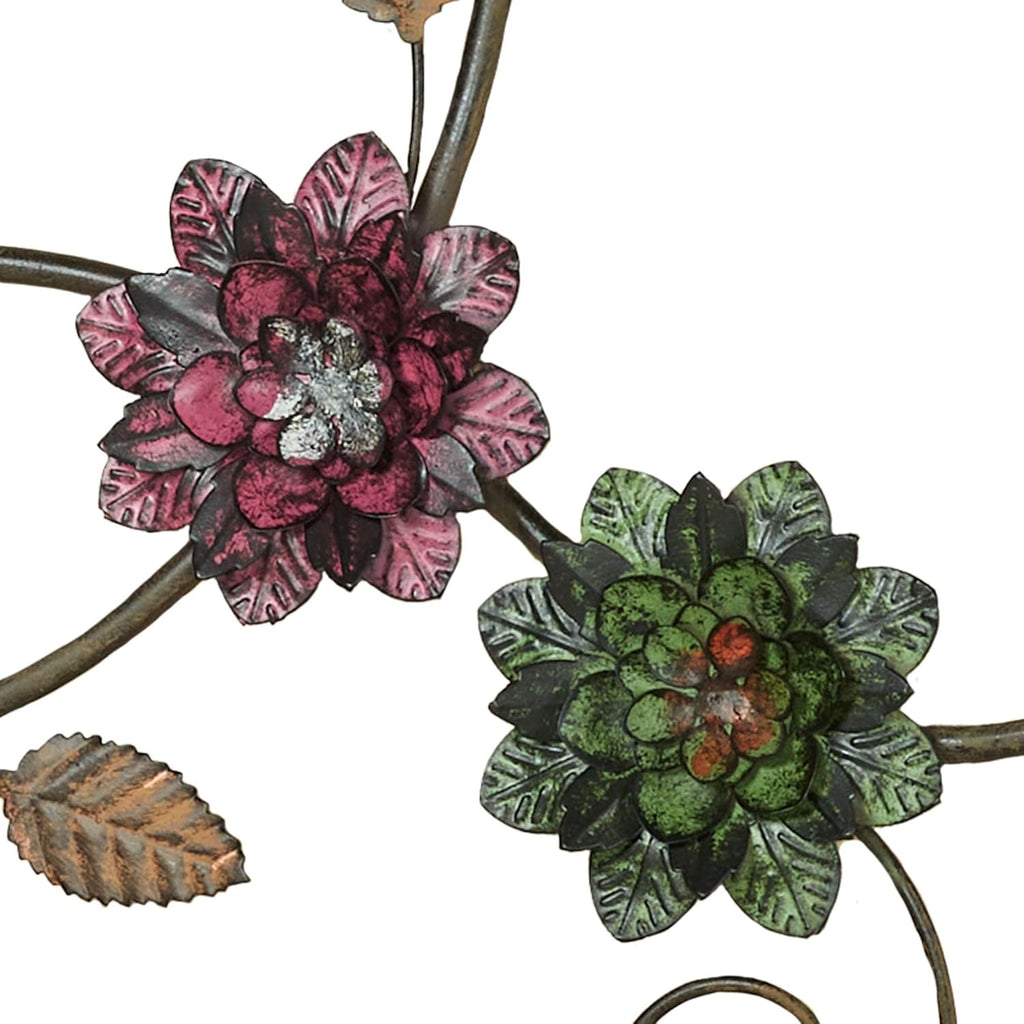 Touch of Class Samar Floral Metal Wall Art | Golden Bronze, Purple, Navy Blue, Green Botanical Hanging Decor for Bedroom, Living Room, Bathroom, Entryway, Hallway