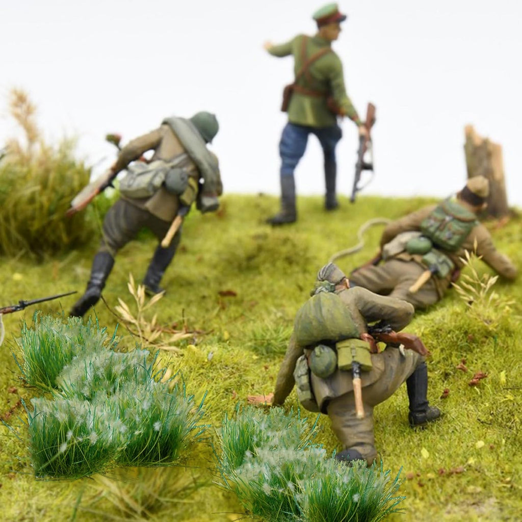 Warmtree 20 Pcs Static Grass Bushy Tufts Lowland Shrubs Scenery DIY Miniature for Train Landscape Railroad Scenery Sand Military Layout Model War Gaming Terrain(Withered)