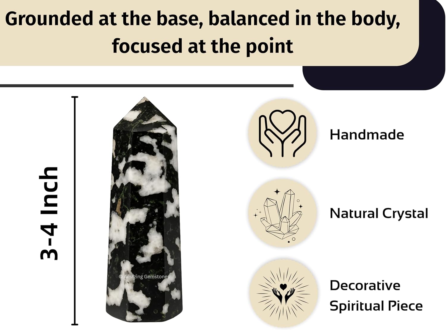 Amazing Gemstone Black and White Tourmaline Crystal Towers ~ Natural Healing Crystal Point Obelisk for Reiki Healing and Crystal Grid (3- Inch)