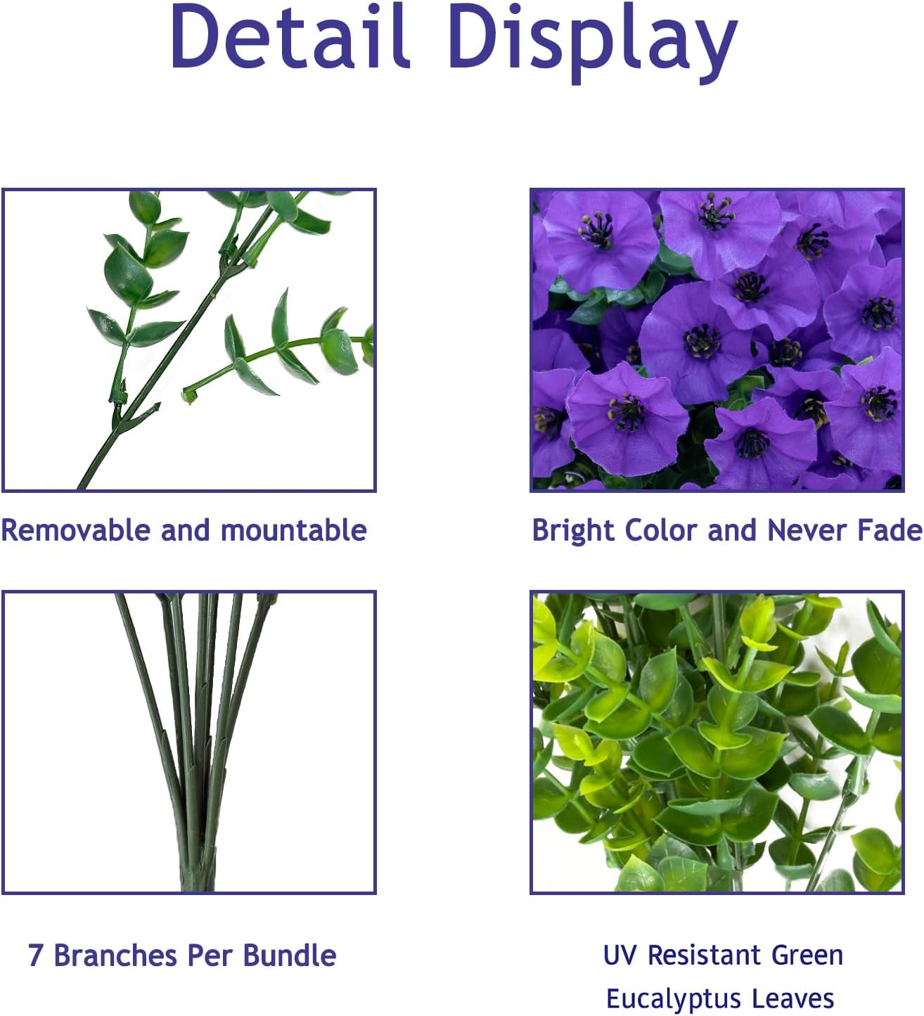 Artificial Flowers for Outdoors,UV Resistant Artificial Outdoor Flowers,Not-Fading Faux Flowers for Outdoor Planters Front Door Porch Yard Patio Garden Home Decor,12 Bundles(Purple)