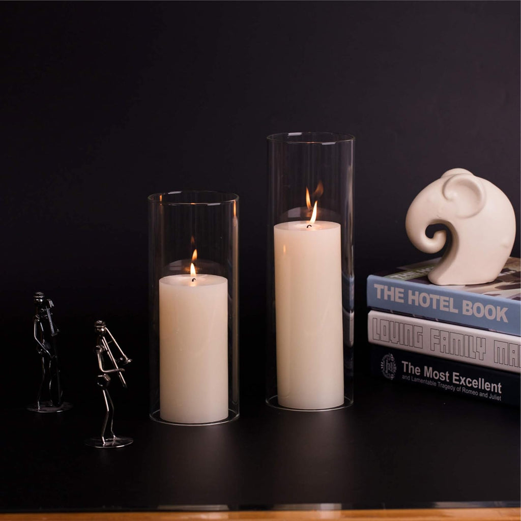 WGVI Hurricane Candle Holder Sleeve, Wide 4.7", Height 14", Clear Glass Cylinder Candleholder, Chimney Tube, Open Ended Candle Shade, 12 Pieces Bulk