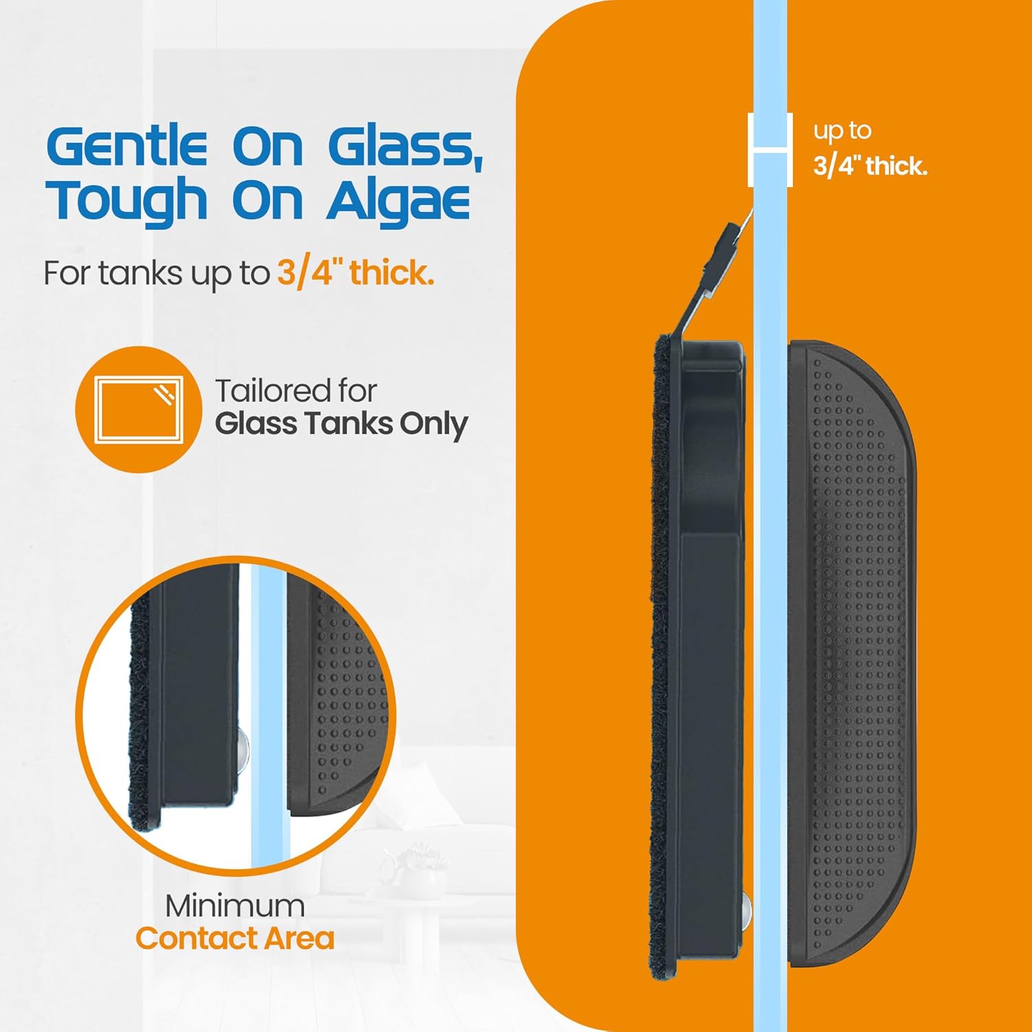 FLIPPER Max Magnetic Aquarium Cleaner – 2-in-1 Flip Scrubber and Scraper, Floating Design for Cleaning Hard-to-Reach Algae and Debris on Glass and Acrylic Tanks up to 3/4" (19mm)