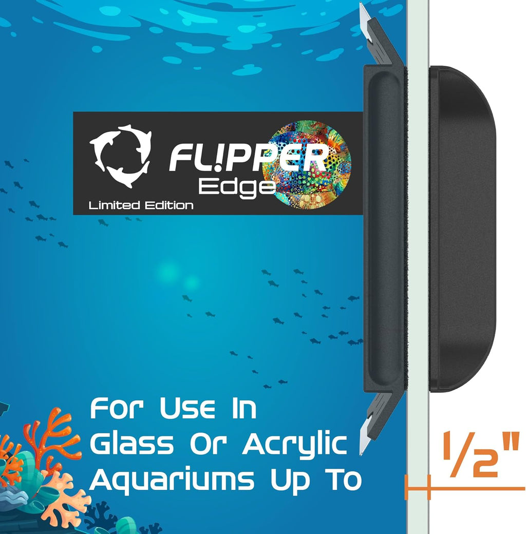 Flipper EDGE Puffer Limited Edition Floating Magnetic Aquarium Cleaner | 2-In-1 Dual Blade Scrubber & Scraper Fish Tank Cleaner Tools for Efficient Cleaning & Acrylic Surface Maintenance