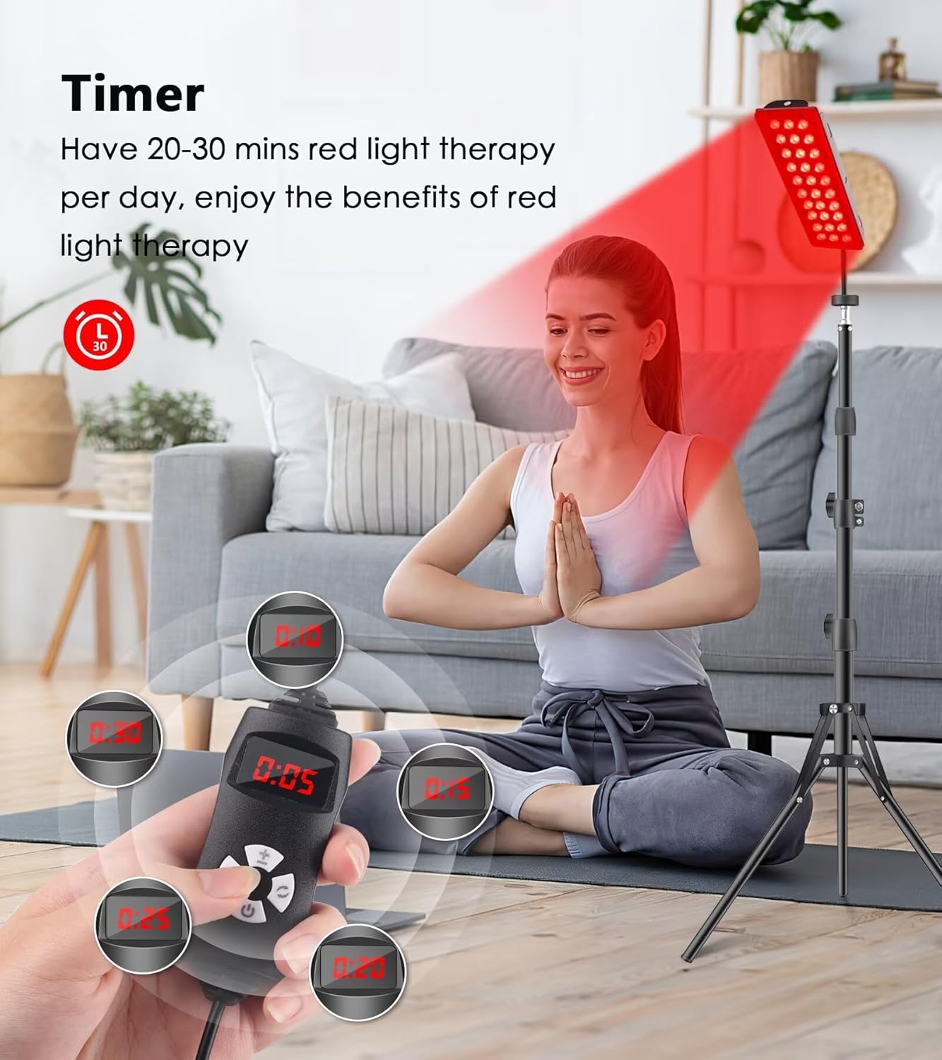Red Light Therapy Lamp, Infrared Light Therapy with Stand - 660nm Redlight and 850nm Near Infrared Light Device for Body Pain Relief Skin Care