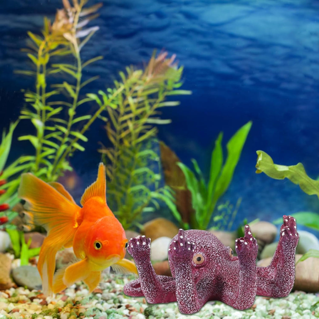 Octopus Aquarium Ornaments Decoration, Purple Artificial Sea Life, Glowing Fingers Enhance Visual Appeal, Suitable for Various Fish Tanks