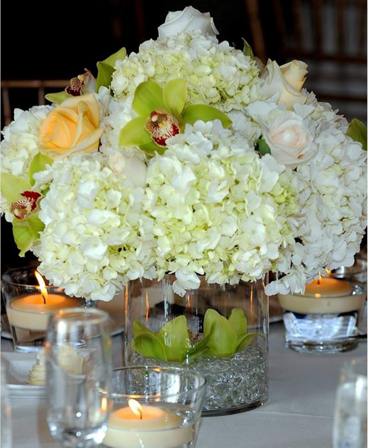 WGVI WGV Cylinder Vase Bulk, 4" W x 4" H, Floral Container, Glass Candle Holder Centerpiece Planter Terrarium for Wedding Party Event, Home Office Decor, Clear, 6 Pieces