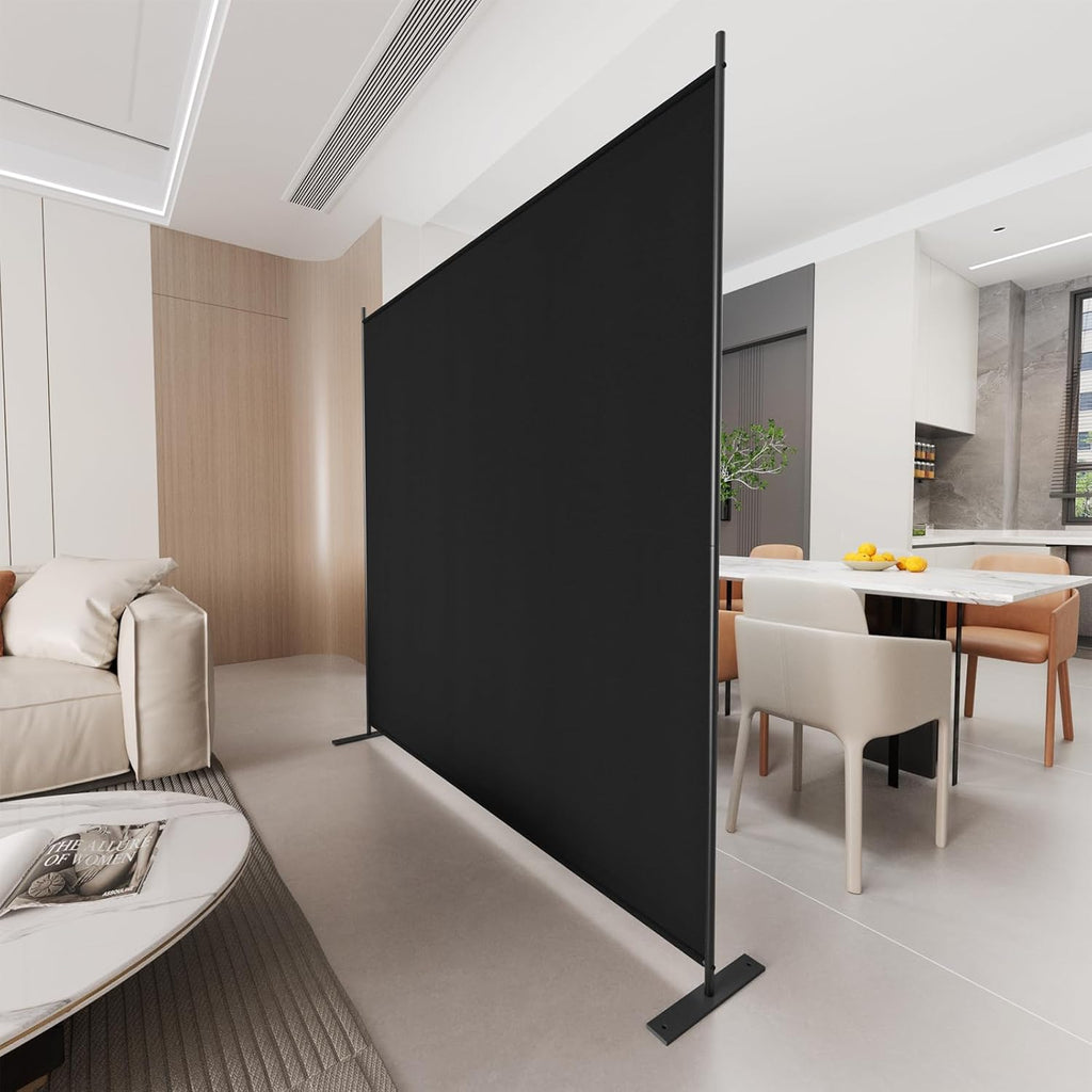 C-Hopetree 1 Panel Room Divider, 6 Ft Tall Indoor Folding Privacy Screen, Portable Partition Separator, Freestanding Separation Temporary Wall for Office, Bedroom, 71" W X 71" H, Black