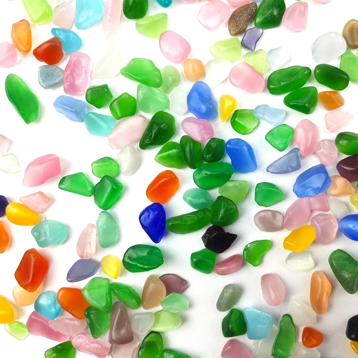 WAYBER Colorful Pebbles, 2 Lbs/920g Decorative Crystal Stones Sea Glass Opal Rocks Gravel Sand for Aquarium/Turtle Tank/Succulent Plants/Flowerpot/Vase Decoration (Fill 2 Cups)