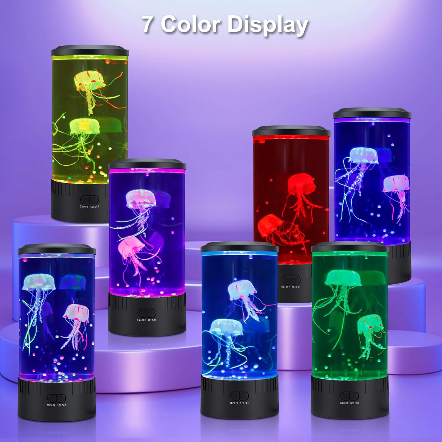 Jellyfish Lamp LED Mood Night Light with 7 Color Changing, Remote Control Large Jellyfish Aquarium Tank Night Light to Decorate Home Office, Gifts for Kids Teens Adults, 5.12" Dia x 11.42" H