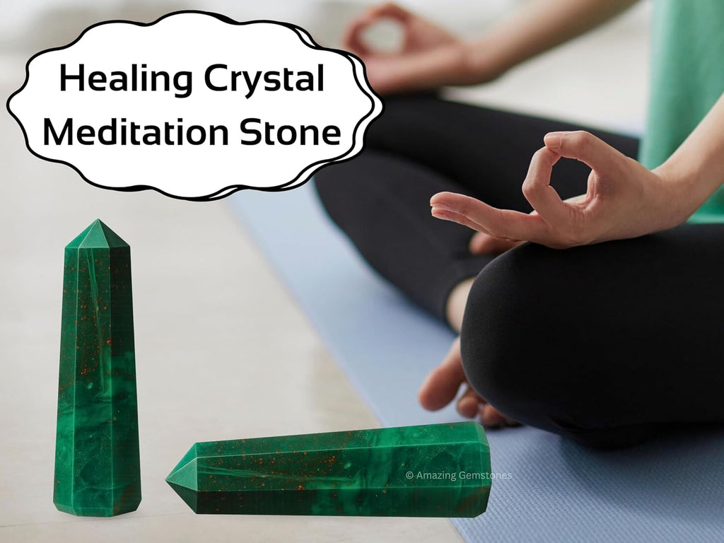 Amazing Gemstone Bloodstone Crystal Towers ~ Natural Healing Crystal Point Obelisk for Reiki Healing and Crystal Grid (3- Inch)
