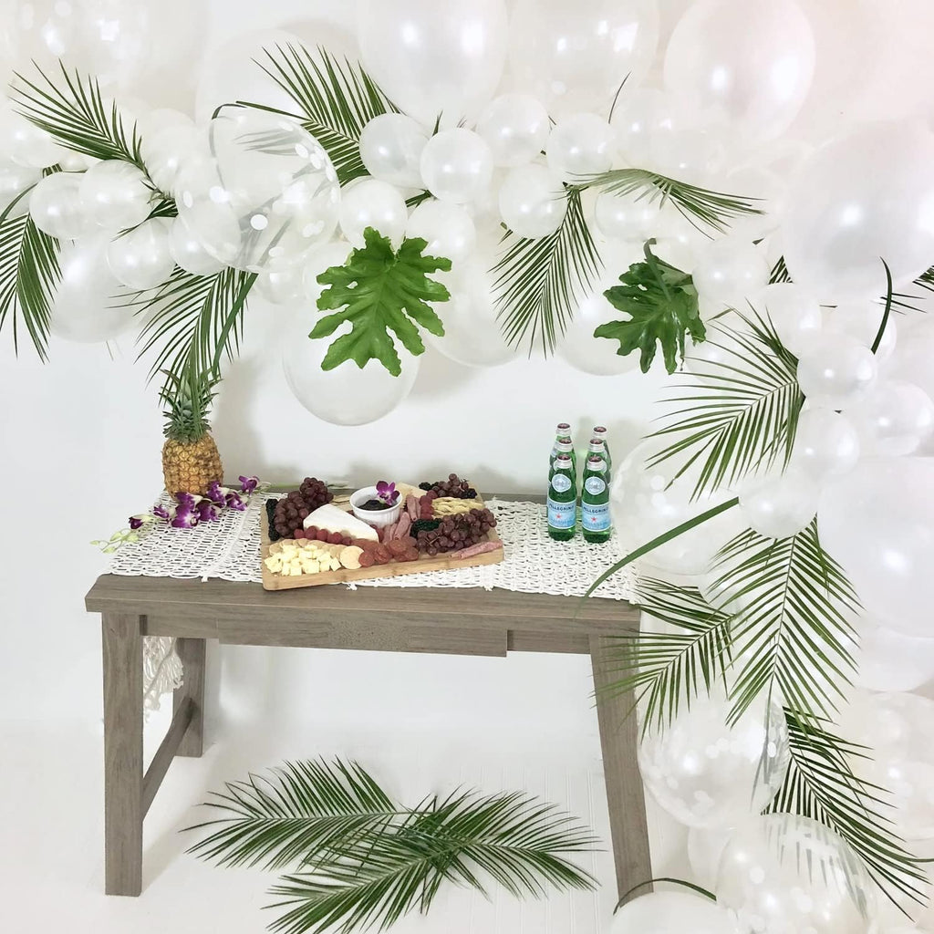 CCINEE 12 PCS Artificial Palm Leaves, Assorted Sizes Faux Large Palm Fronds Fake Tropical Plant Simulation Safari Leaves with Stems for Home Hawaiian Luau Party Jungle Beach Theme Party Decoration