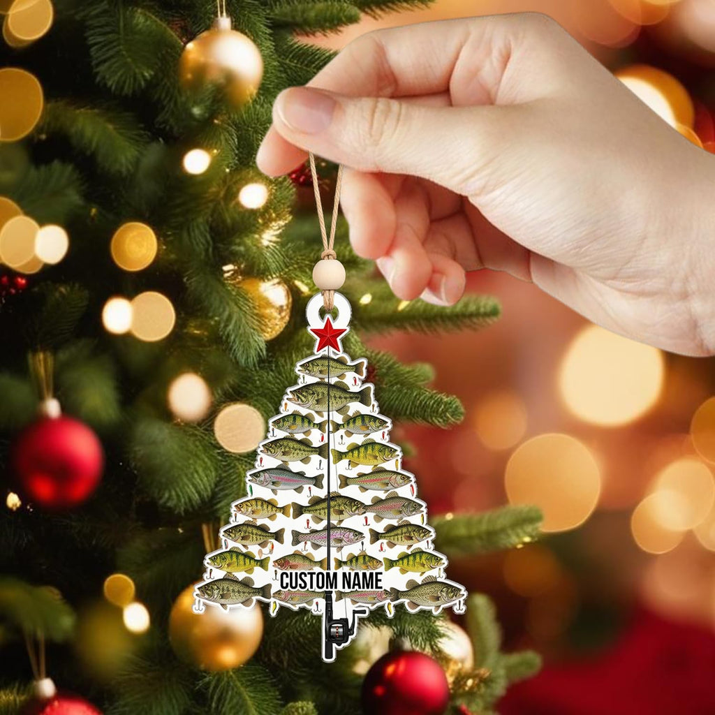 Personalized Fish Stack Ornament - Fishing Decorative Hanging Ornaments Christmas Tree Decor - Freshwater Fishes Hanging Xmas Decorations Gift for Anglers, Dads & Nature Lovers