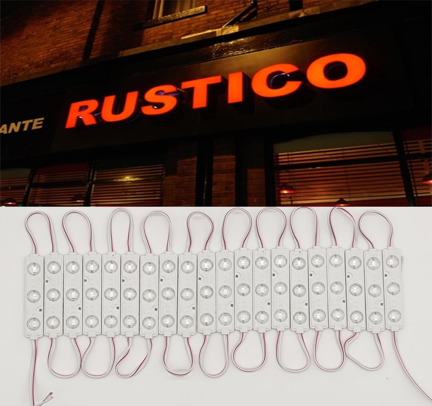 LED Module, 100PCS Red Light for Signs, 12V DC 5630 SMD 3 LED Window Light, Waterproof for Letter Advertising Sign Decor (Red, Power Supply NOT Included)