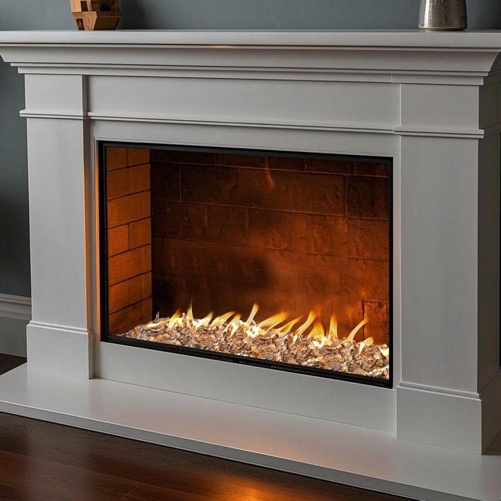 Skyflame High Luster 10-Pound Regular Fire Glass for Fire Pit Fireplace Garden Landscaping Bronze 1/2" Size