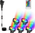 RGBW Pond Lights with Timer, 18 LED Super Bright Underwater Submersible Fountain Lights Color Changing Spotlights, Remote Control IP68 Waterproof for Fish Aquarium Tank Garden Pool (Set of 5)