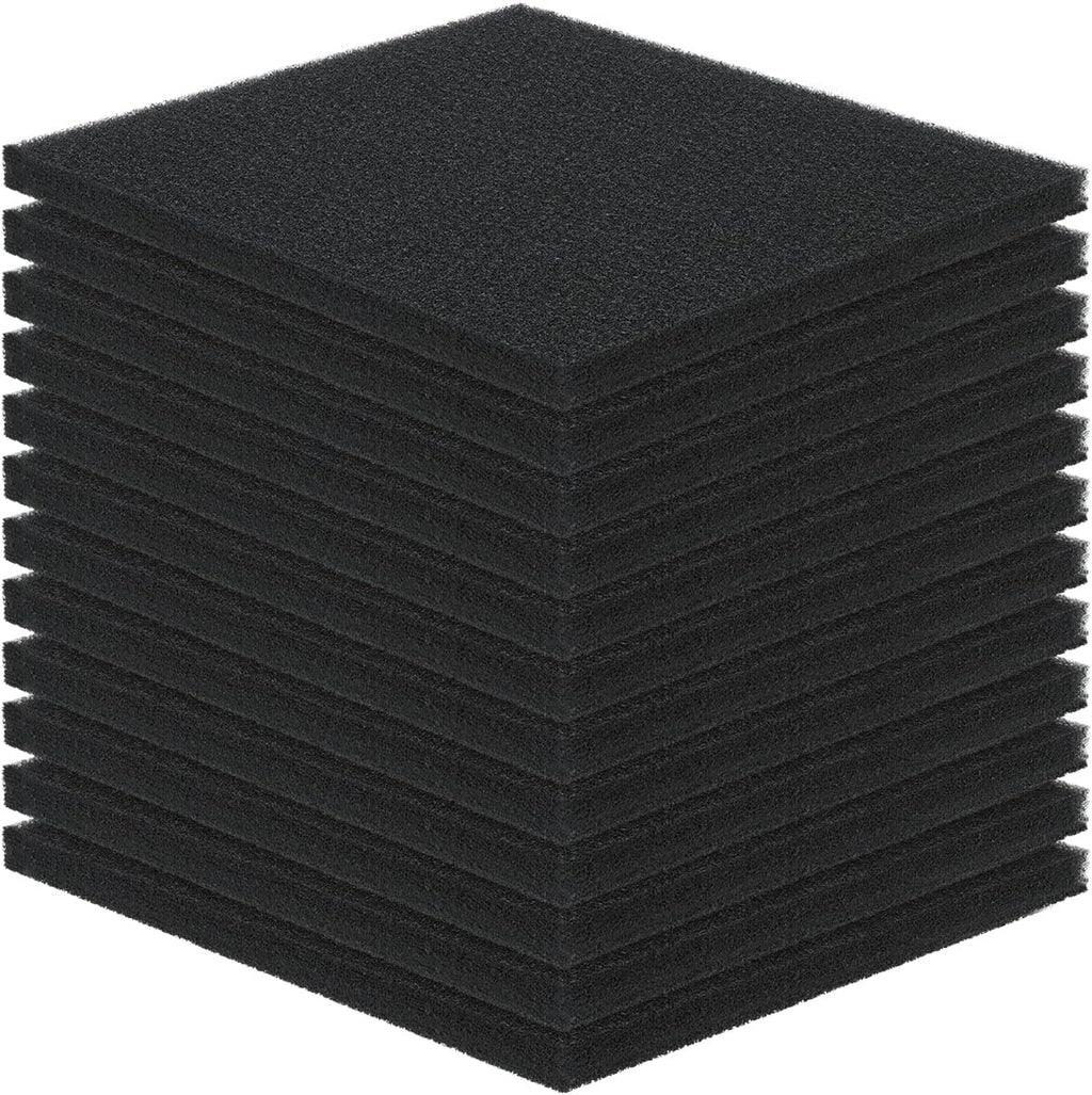 Pawfly Aquarium Bio Sponge Filter Media Pad, 6.3" x 5.5" x 0.78"Filter Foam Sponge Pads Cut-to-Size Foam for Fish Tank Filters Sumps Ponds Hydroponics, 12 Pack