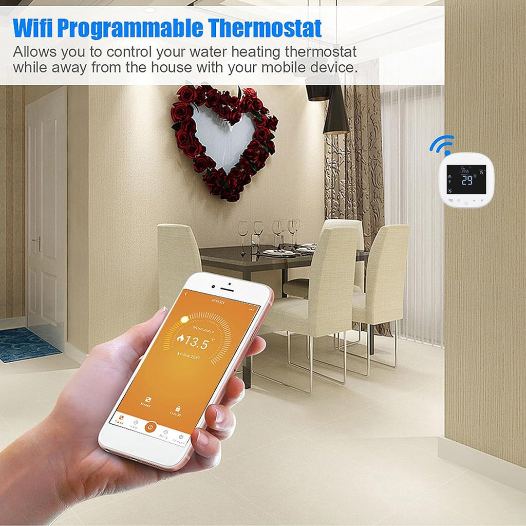 Heating Temperature Controller WiFi APP Control Wall Mount Thermostat for Boiler White