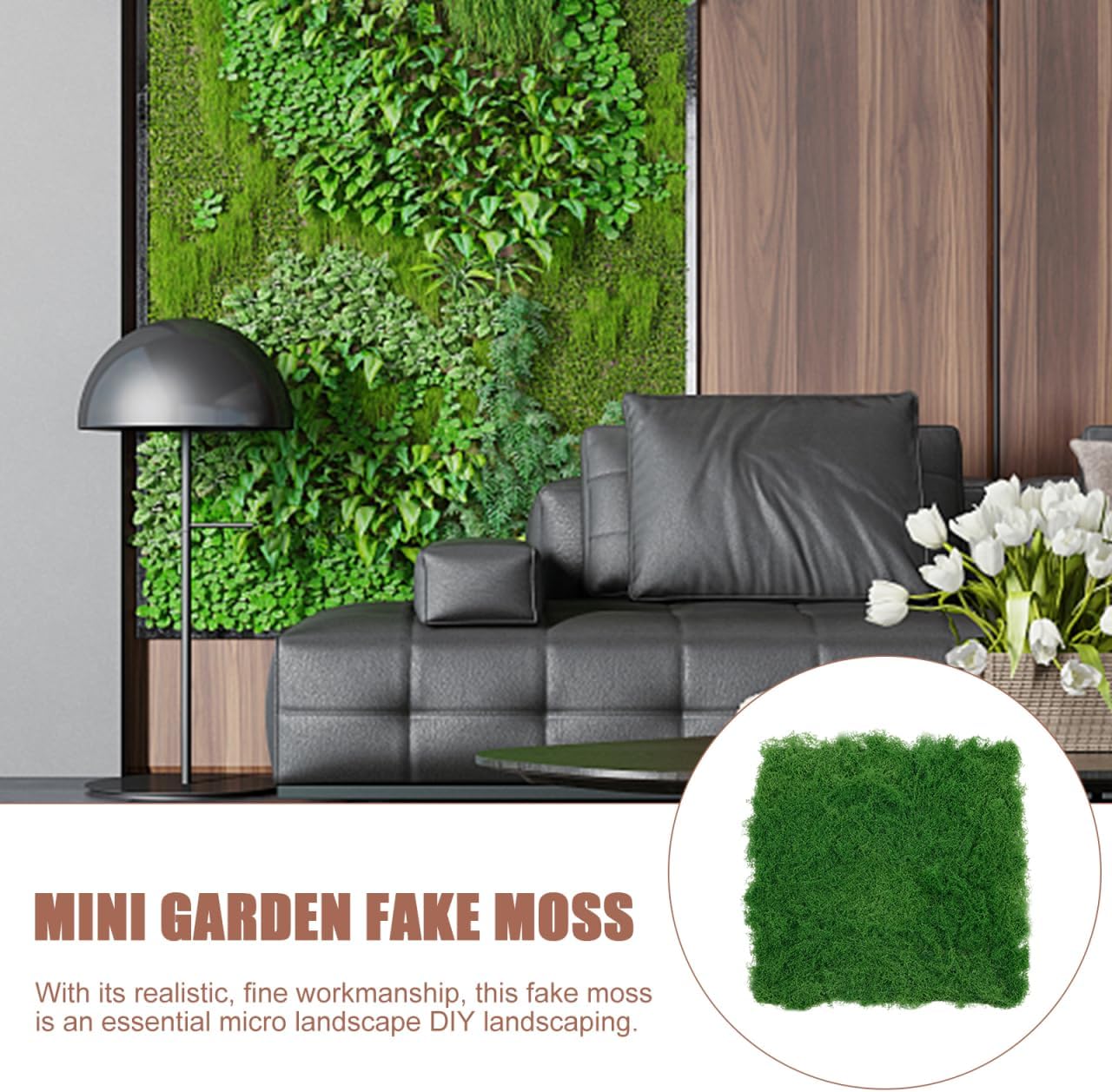 SEWACC Simulated Silk Moss Mat 20 Inch Faux Green Moss Turf for Outdoor Landscaping Window Display Terrariums and Miniature Garden Decoration