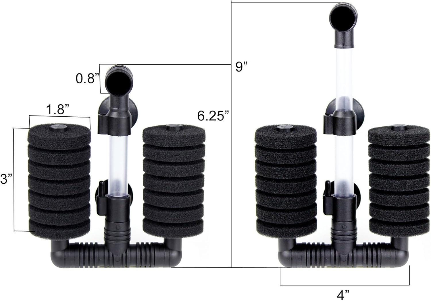 AQUANEAT 1 Pack Double Bio Sponge Filter, for Fry, Betta, Shrimp, Nano, Aquarium Fish Tank
