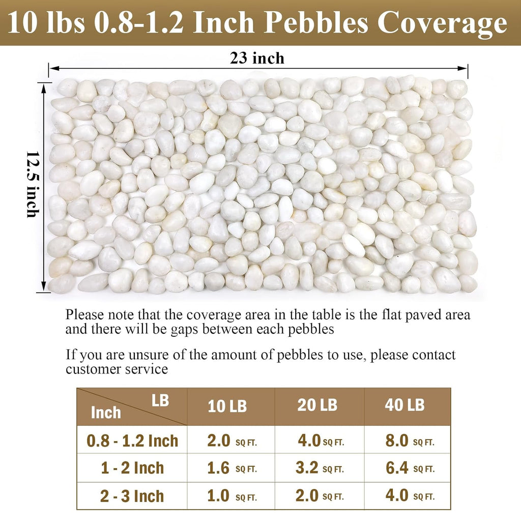 20 lbs White Pebbles for Indoor Plants, 0.8-1.2 inch Small River Rocks for Plants. Decorative White Stones for Planters Vase Fish Tank and Outdoor Garden Landscaping Rocks