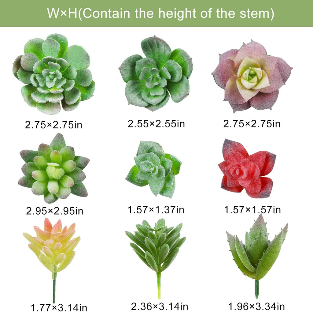 FOIMAS 18pcs Mini Artificial Succulent Plant,Flocked Faux Succulent for Floral Wall Garden Arrangement Home Office Decor,Unpotted