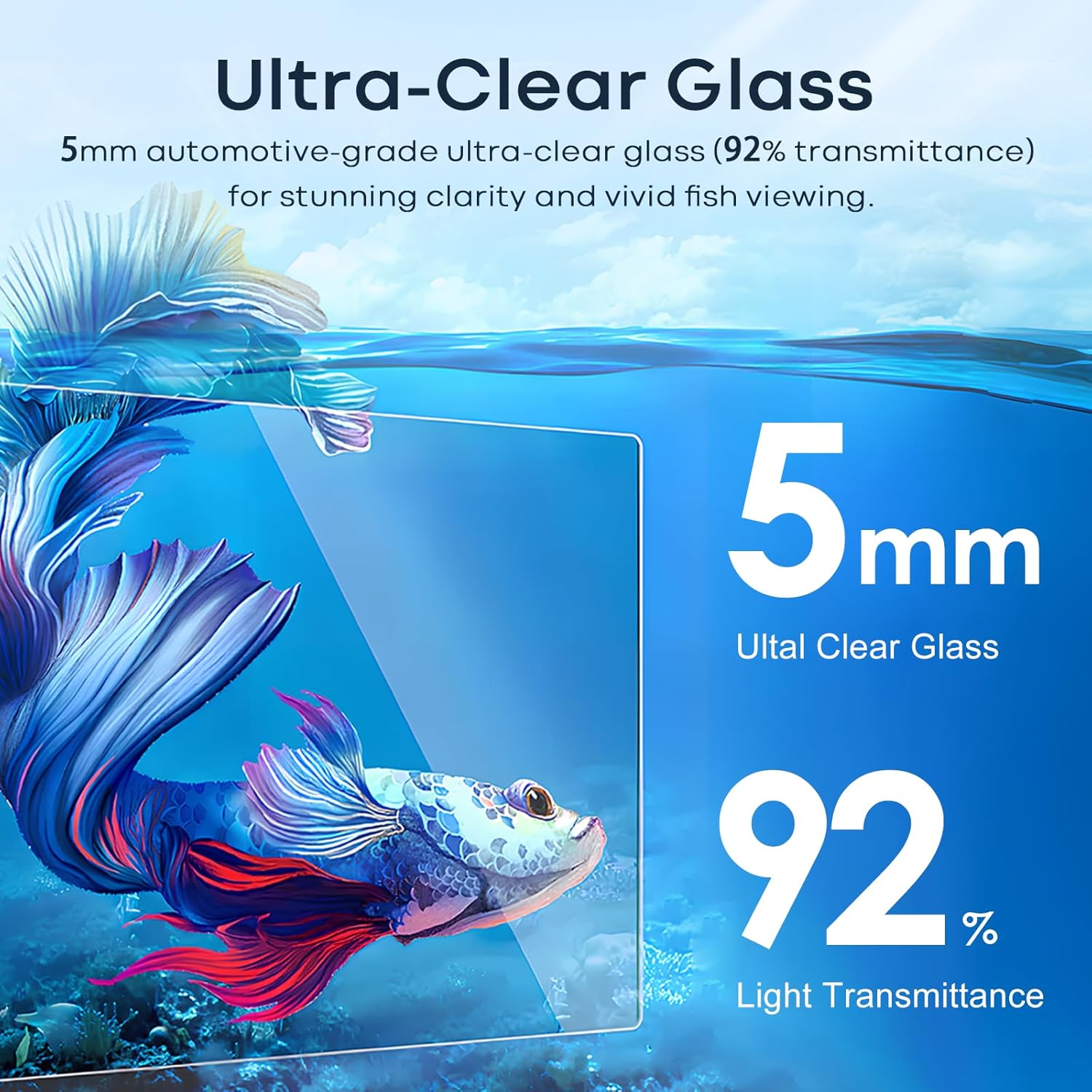 5 Gallon Small Aquarium Set Glass Fish Tank 6 Gallon, Starter Kit with Heater Water Pump Cleaning System Filter Bright Light Rocks Gravel Cleaning Tool, Leak-Proof Clear Rimless Betta Plants
