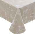 Heavy Duty Vinyl Tablecloth with Flannel Backing Waterproof Oil-Proof Plastic Table Cloth Stain-Resistant Wipeable Rectangle or Square Table Cover for Indoor and Outdoor (Beige Leaf,54x54 Inch)