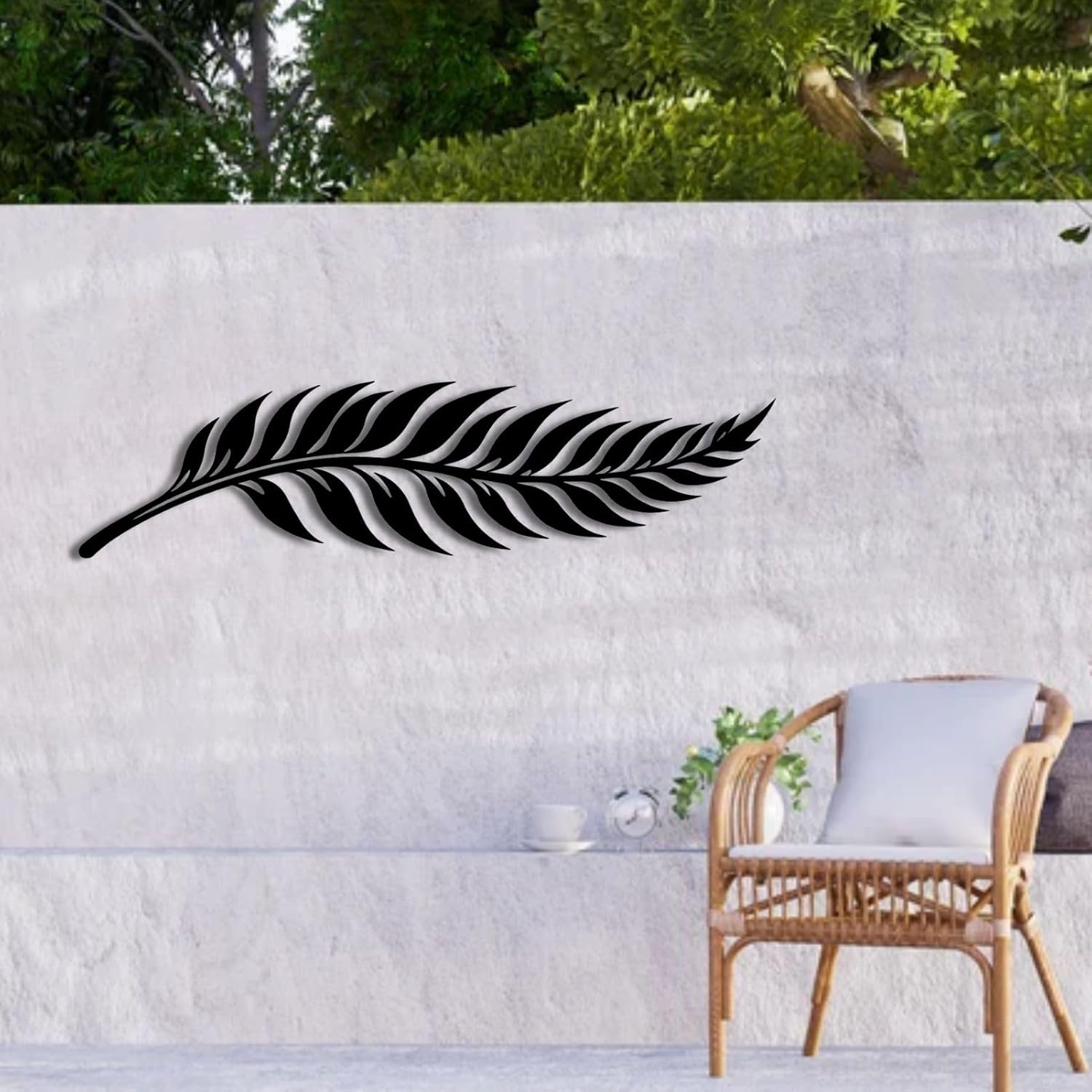 ENJOYOO Metal Leaf Wall Art, Metal Leaf Decor, Branch Wall Decor, Tree Branch Wall Decor, Wall Branch Decor for Living Room, Bedroom, Garden (Black, 30×8in/76×19cm, metal wall art)