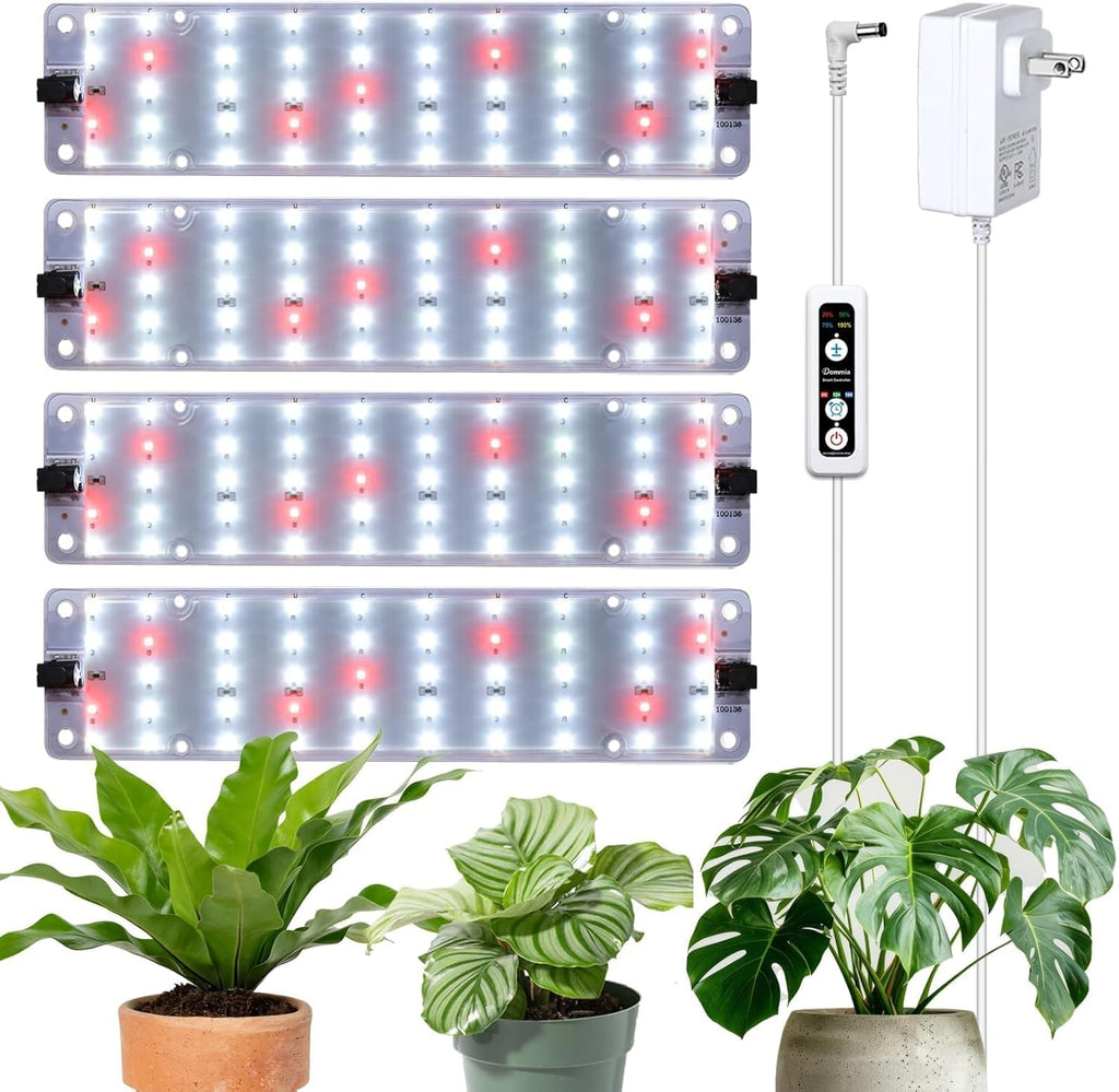DOMMIA Grow Lights, 40W Linkable Grow Lights for Indoor Plants Full Spectrum, 6/12/16h Timer, Dimmable Ultra-Thin Plant Lights for Indoor Growing, Netural White, 2-Set