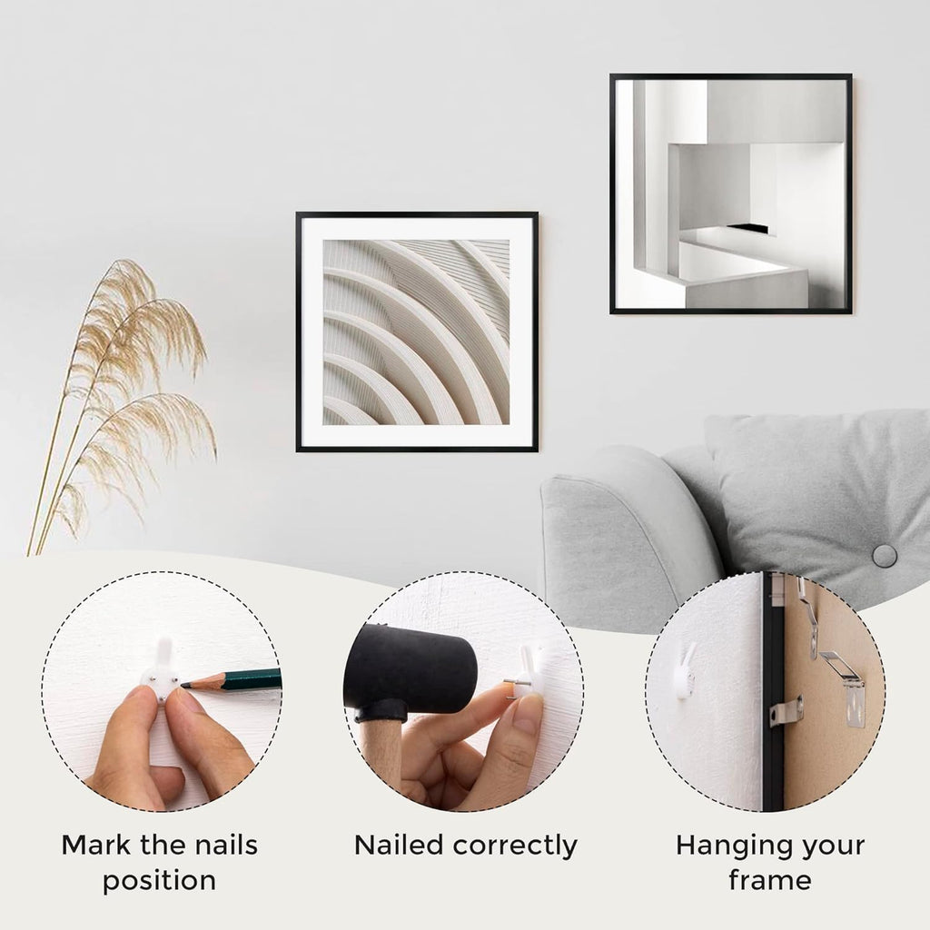 20x30 Metal Picture Frame with 16x24 Mat, Brushed Aluminum Finish, Tempered Glass Front, and Attached Hanging Hardware - Wall Display Frames for Vertical or Horizontal Orientation - Black