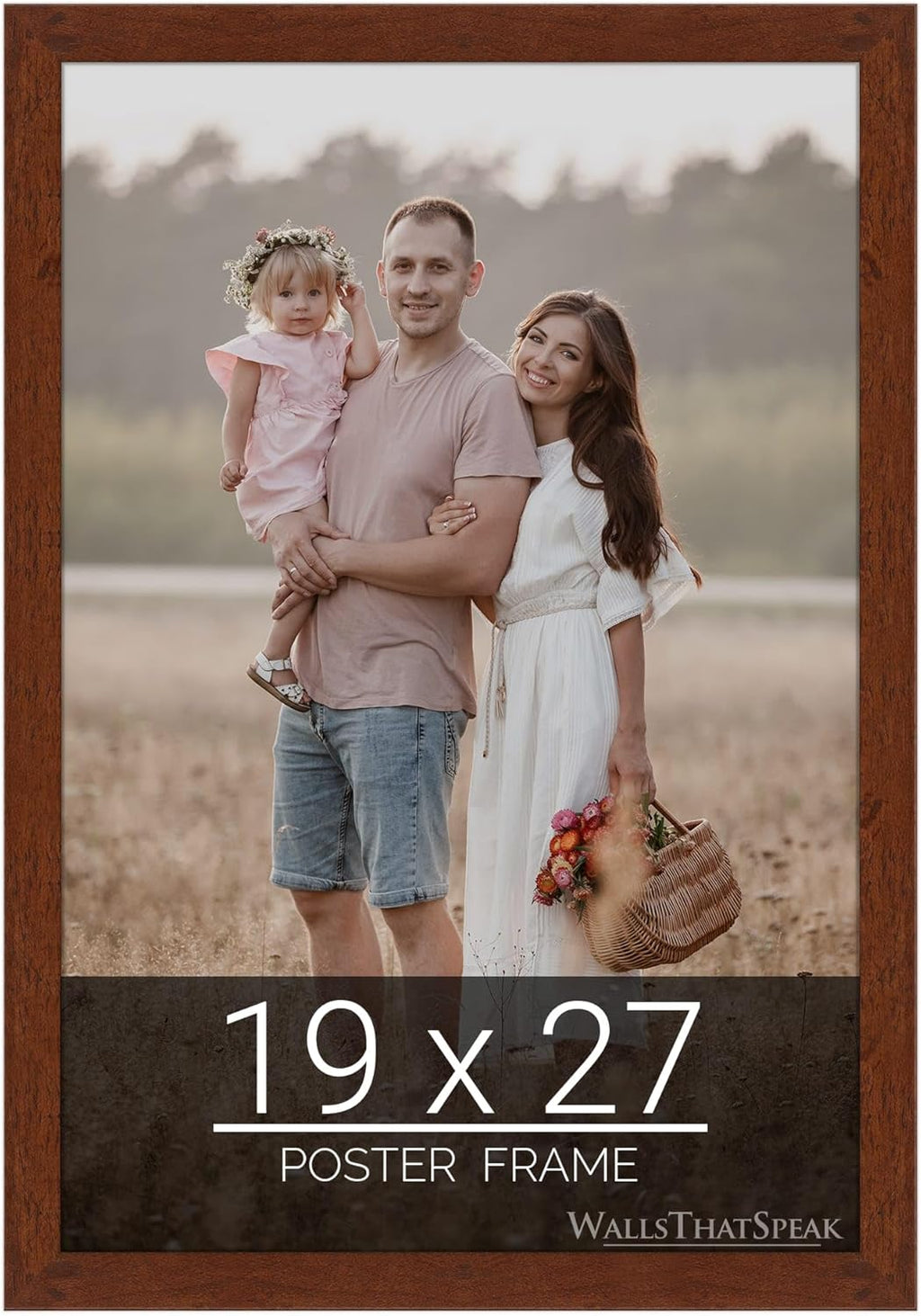 wallsthatspeak 19x27 Dark Walnut Rustic Pine Picture Frame for Puzzles Posters Photos or Artwork