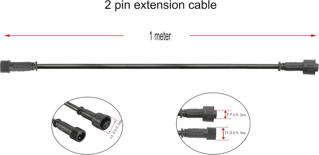 FVTLED Pack of 5, 1m 3.28ft 2Pin Extension Cable Wire with Male and Female Connectors at Both Ends for Single Color LED Deck Light