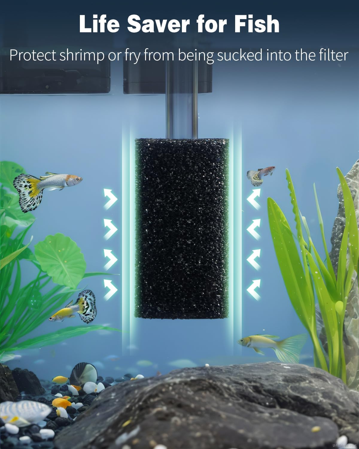 Pawfly 6 Pack Pre-Filter Sponge, 0.6" Aquarium Intake Filter Sponge Foam Cover Rolls for Small Fish Shrimp Fry Fish Tank Covers Accessories