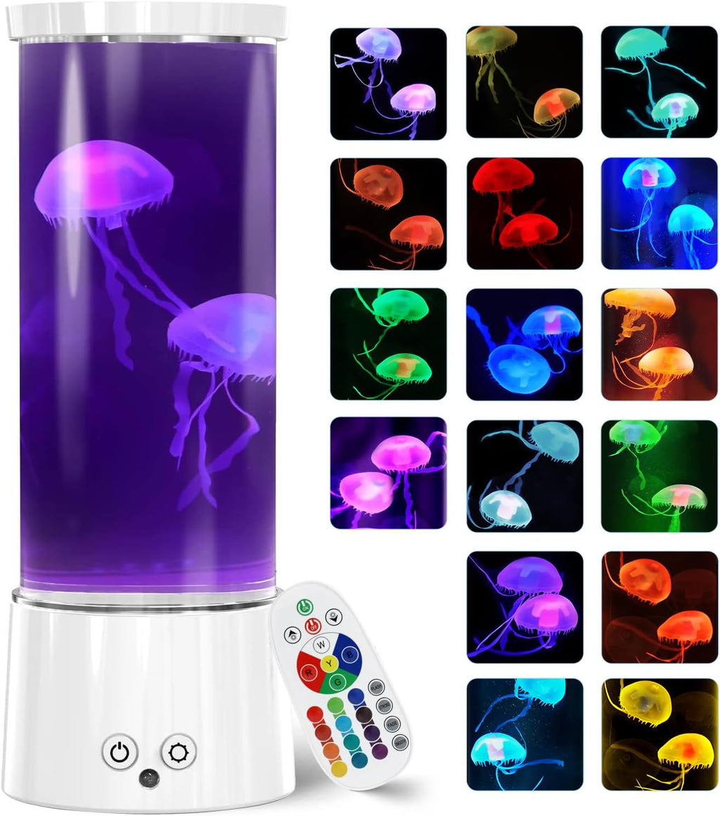 FBSPORT Jellyfish Lamp, Jellyfish Night Aquarium Tank Night Light 17 Color Changing with Remote Control for Kids Adults Home Office Decor Table Lamp Gifts for Christmas(White)