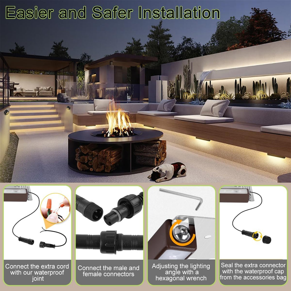 Retaining Wall Lights,12 Pack 7 Inch LED Hardscape Lighting,12-36V 2.5W Low Voltage Fence Lights,Outdoor Step Lights with IP67 Waterproof 2700K Warm Light